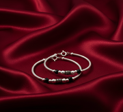 One Pair 925 Silver Nazariya Kada with Two Black Beads (ideal for Newborns to 2 years age)